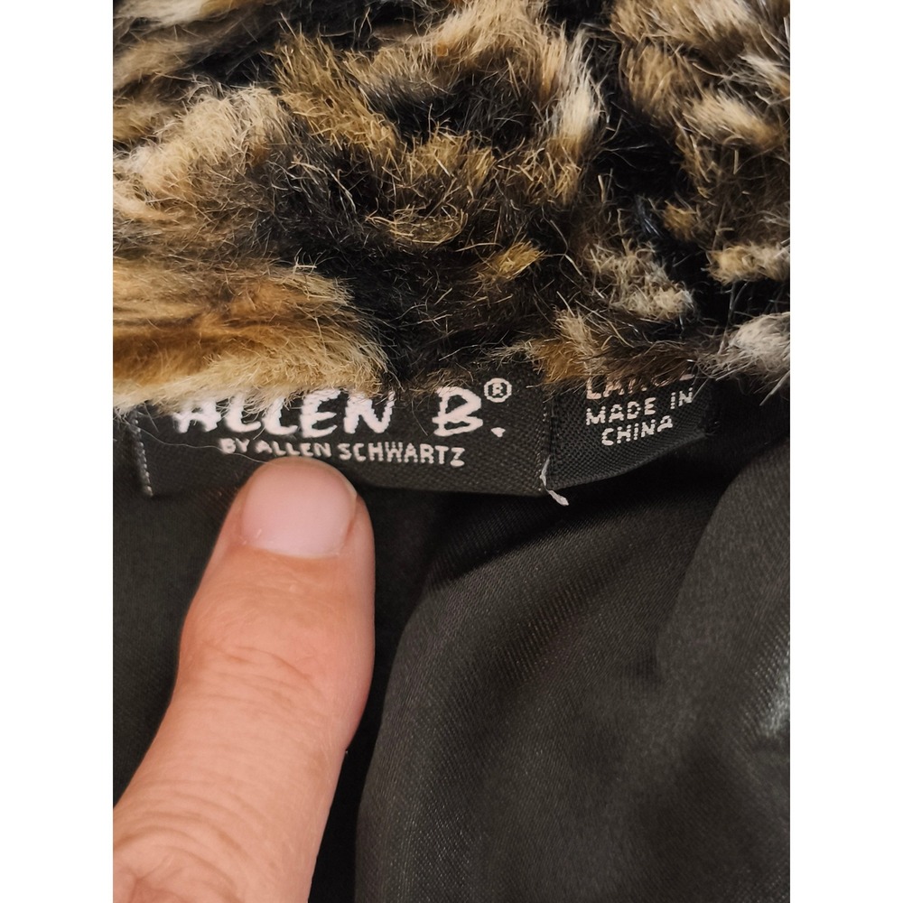 Allen B. Allen Schwartz Leopard Faux Fur Crop Jacket Brown Large Mob Wife - Picture 6 of 8
